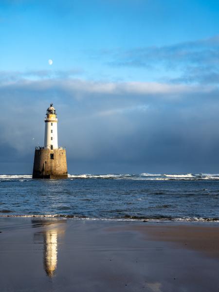 Moon over Ratray Lighthouse